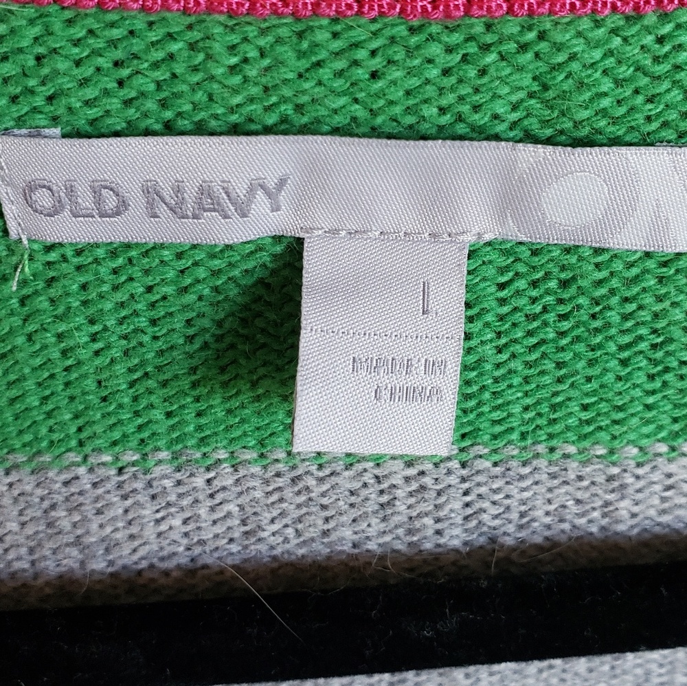 Old Navy L vneck gray/green long sleeve sweater - Picture 3 of 3